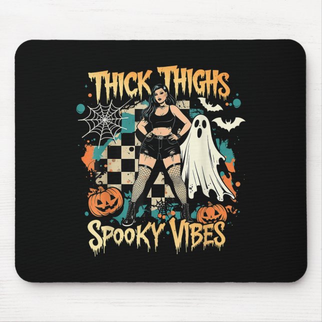 Thick Thighs Soky Vibes Funny Ghost Halloween Mousepad (Vorne)