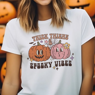 Thick Thighs & Spooky Vibes Retro Halloween Tri-Blend Shirt