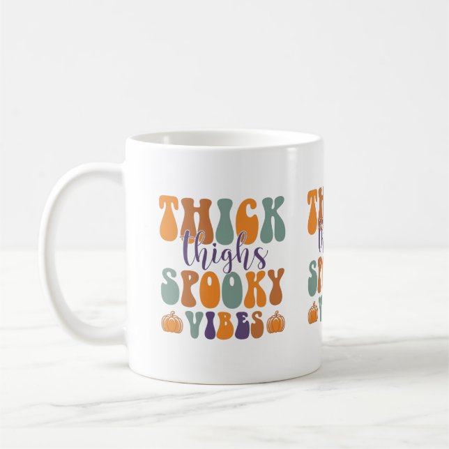 Thick Thigs Spooky Vibes-Halloween-Pumpkin-Funny Kaffeetasse (Links)