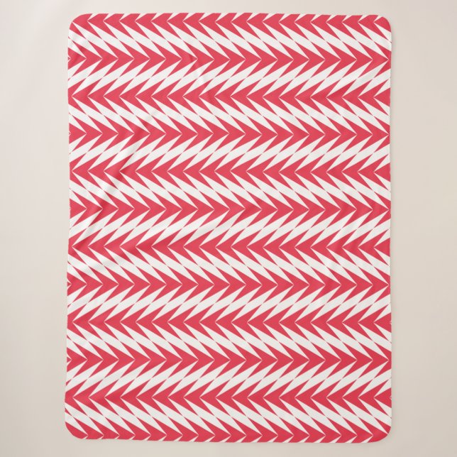 Thick Wavy Zig Zag Red-White Lines Sherpadecke (Vorderseite)