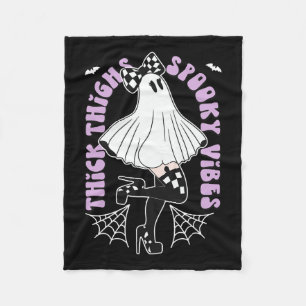 Thighhooky Vibes Niedlich Ghost Halloween Fledermä Fleecedecke