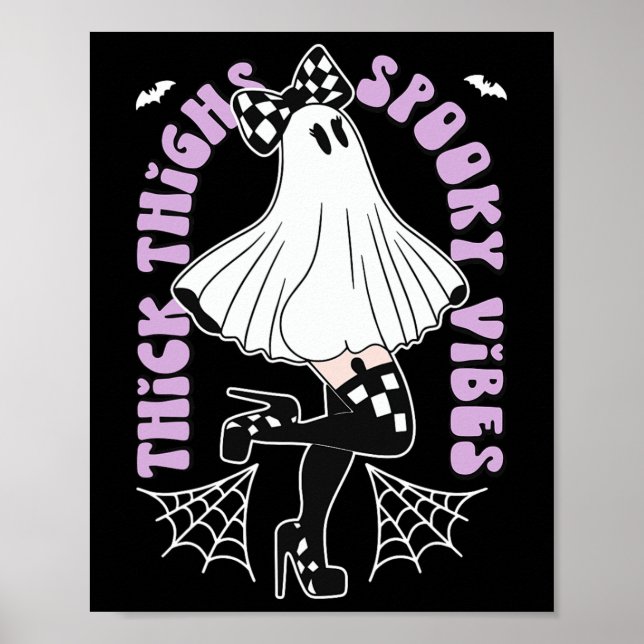 Thighhooky Vibes Niedlich Ghost Halloween Fledermä Poster (Vorne)