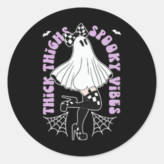 Thighhooky Vibes Niedlich Ghost Halloween Fledermä Runder Aufkleber