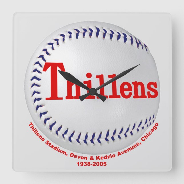 Thillens Stadium, Chicago, Illinois Quadratische Wanduhr (Vorderseite)