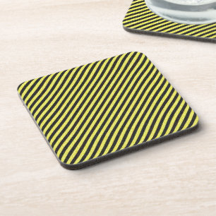 Thin Black and Yellow Diagonal Stripes Getränkeuntersetzer