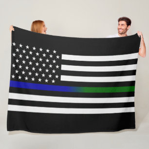 Thin Blue/Green Line Flag Fleecedecke