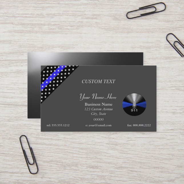 Thin Blue Line 911 Dispatcher Business Card Visitenkarte (Vorderseite/Rückseite Beispiel)