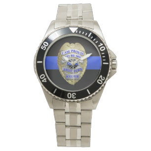 Thin Blue Line Abzeichen Armbanduhr