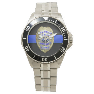 Thin Blue Line Abzeichen Armbanduhr