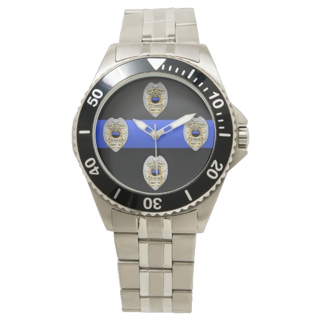 Thin Blue Line Abzeichen Armbanduhr (Vorderseite)