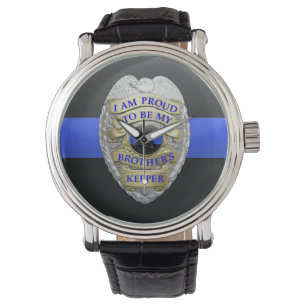 Thin Blue Line Abzeichen Armbanduhr