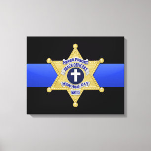 Thin Blue Line & Abzeichen Leinwanddruck