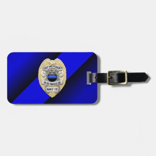 Thin Blue Line Abzeichen mit Knopf auf der Rücksei Gepäckanhänger