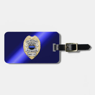 Thin Blue Line Abzeichen mit Knopf auf der Rücksei Gepäckanhänger