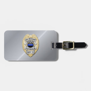 Thin Blue Line Abzeichen mit Knopf auf der Rücksei Gepäckanhänger