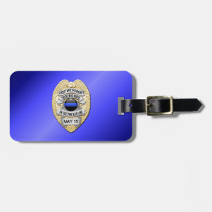 Thin Blue Line Abzeichen mit Knopf auf der Rücksei Gepäckanhänger