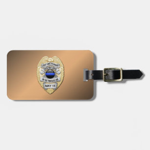 Thin Blue Line Abzeichen mit Knopf auf der Rücksei Gepäckanhänger