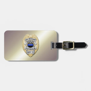 Thin Blue Line Abzeichen mit Knopf auf der Rücksei Gepäckanhänger