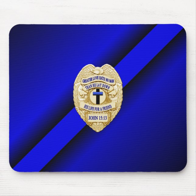 Thin Blue Line Abzeichen Mousepad (Vorne)