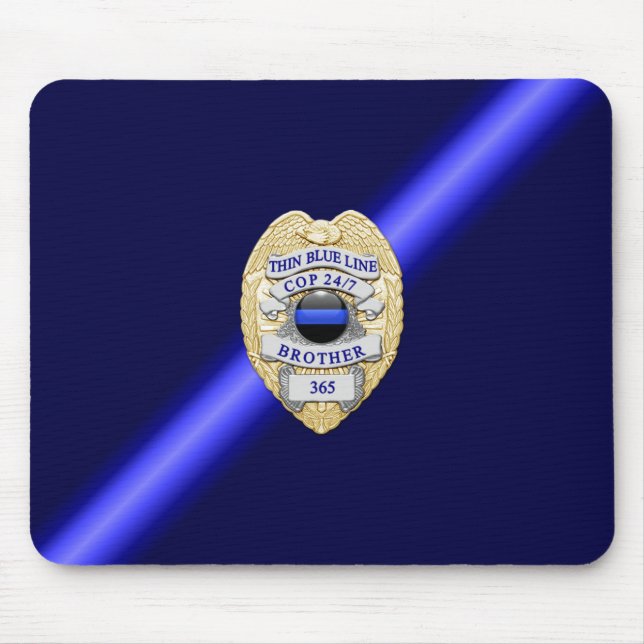 Thin Blue Line Abzeichen Mousepad (Vorne)