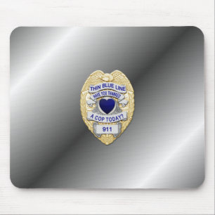 Thin Blue Line Abzeichen Mousepad