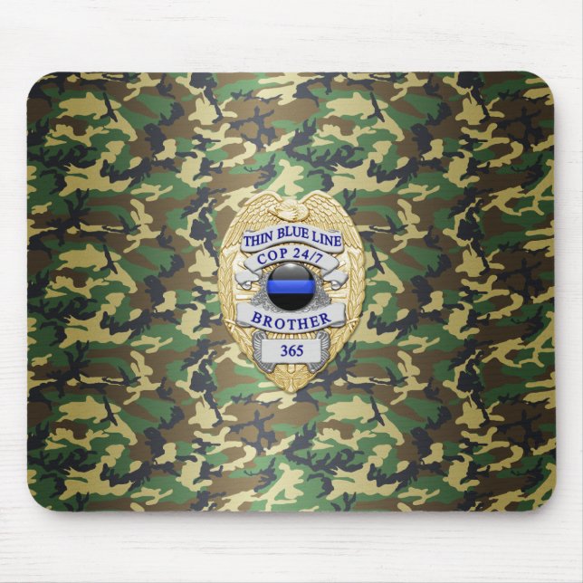 Thin Blue Line Abzeichen Mousepad (Vorne)