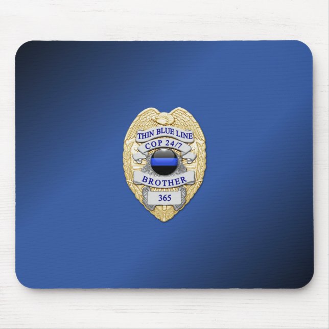 Thin Blue Line Abzeichen Mousepad (Vorne)