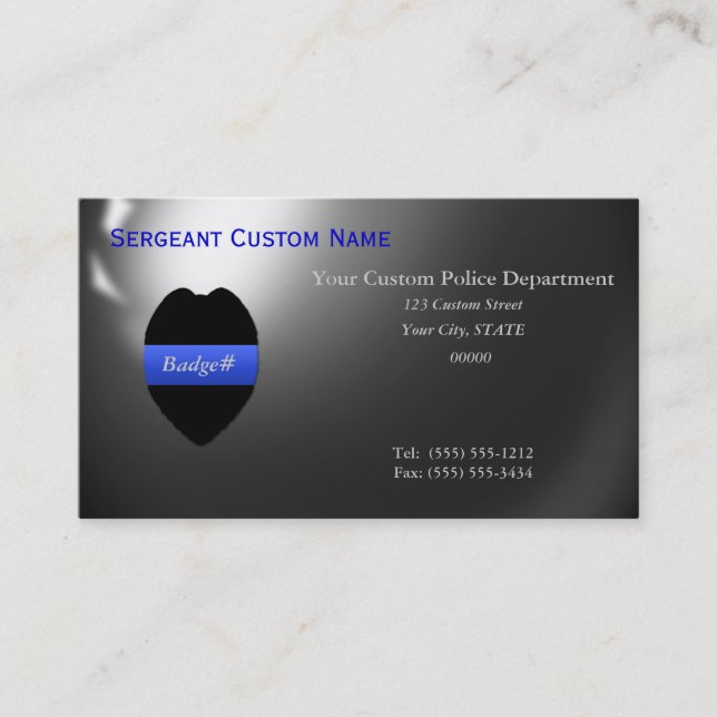 Thin Blue Line - Abzeichen Number Business Card Visitenkarte (Vorderseite)