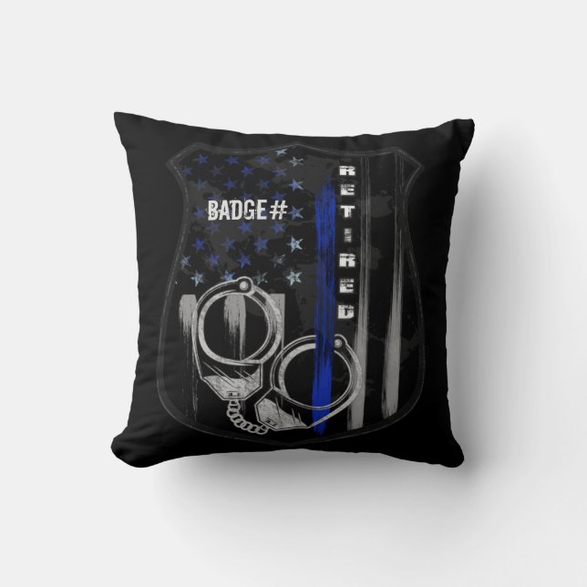 Thin Blue Line Abzeichen Throw Kissen (Vorderseite)