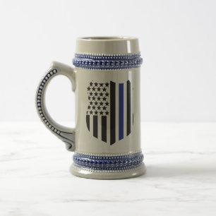 Thin Blue Line Abzeichen, Unterstützung Polizei Bierglas