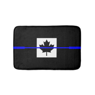 Thin Blue Line Accent on Canadian Flag Badematte