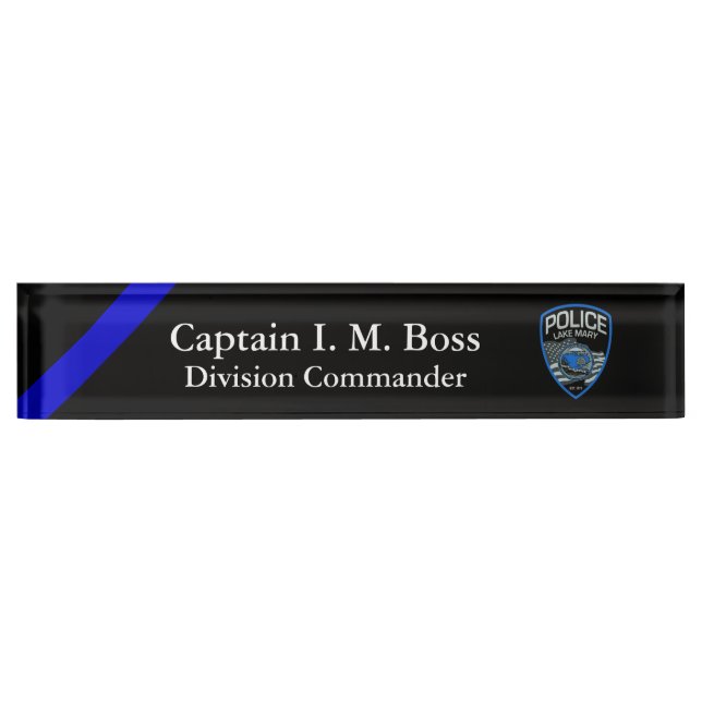 Thin Blue Line - Agency Patch Desk Name Plate Namensplakette (Vorderseite)
