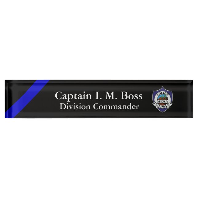 Thin Blue Line - Agency Patch Desk Name Plate Namensplakette (Vorderseite)