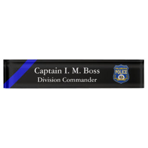 Thin Blue Line - Agency Patch Desk Name Plate Namensplakette