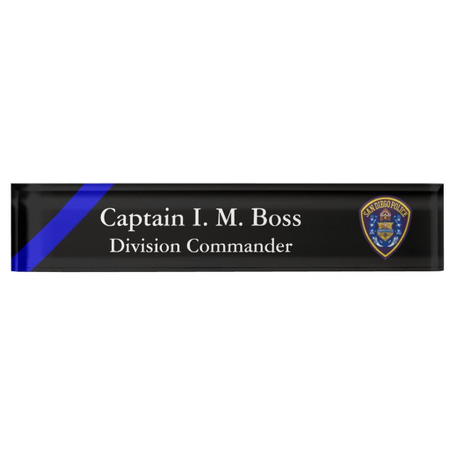 Thin Blue Line - Agency Patch Desk Name Plate Namensplakette (Vorderseite)