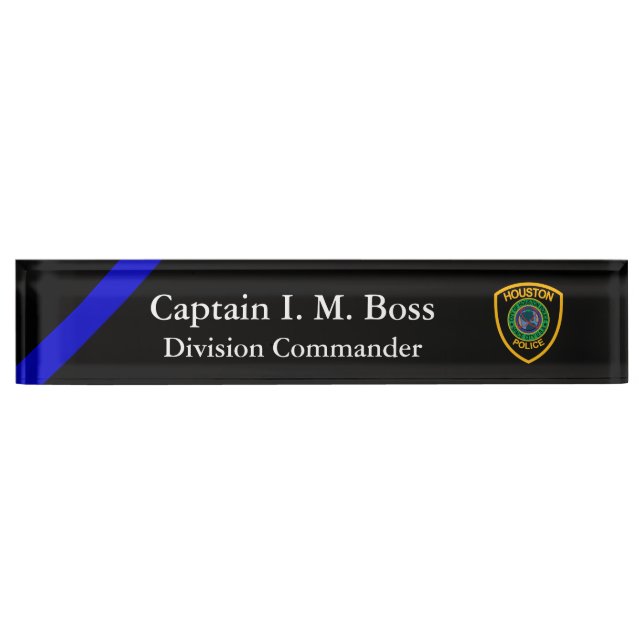 Thin Blue Line - Agency Patch Desk Name Plate Namensplakette (Vorderseite)
