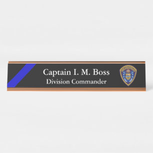 Thin Blue Line - Agency Patch Desk Name Plate Schreibtischnamensplakette