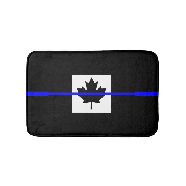 Thin Blue Line Akzent auf kanadischer Flagge Badematte (Vorderseite)