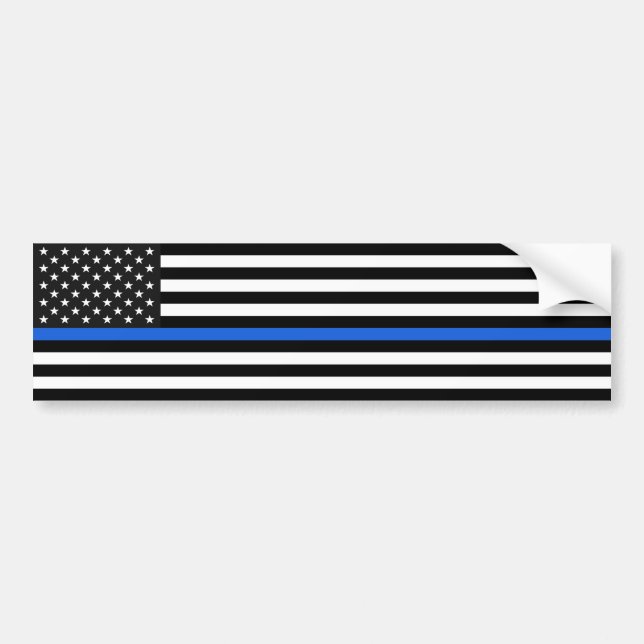 Thin Blue Line American Flag Autoaufkleber (Vorne)