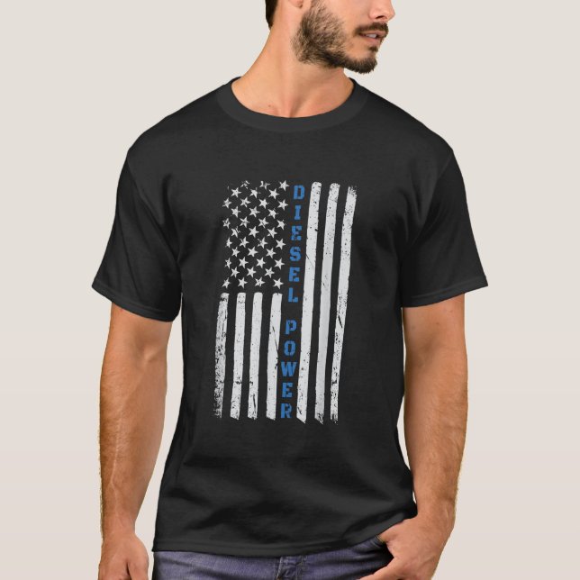 Thin Blue Line American Flag Diesel Power Shirt (Vorderseite)