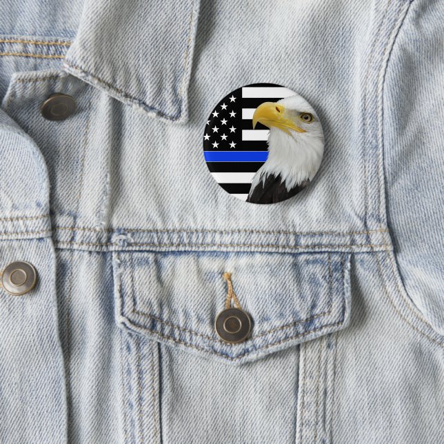 Thin Blue Line American Flag Eagle Button/ Button (Beispiel)