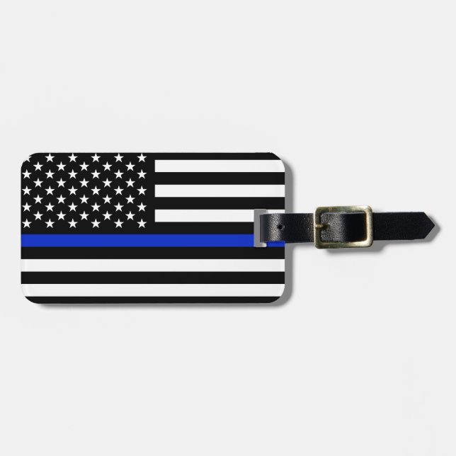 Thin Blue Line American Flag Gepäckanhänger (Vorderseite horizontal)