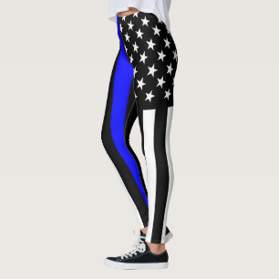 Thin Blue Line American Flag Grafik auf Leggings