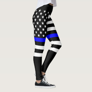 Thin Blue Line American Flag Grafik auf Leggings
