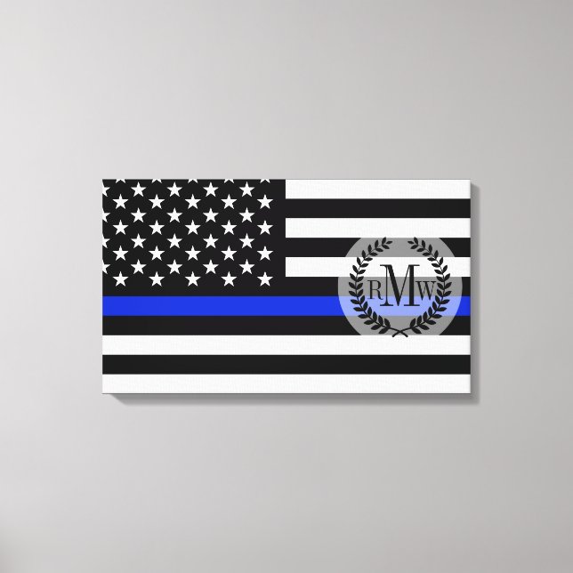 Thin Blue Line American Flag Leinwanddruck (Vorderseite)