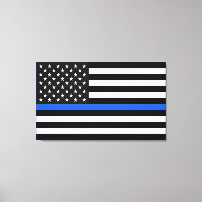 Thin Blue Line American Flag Leinwanddruck (Vorderseite)
