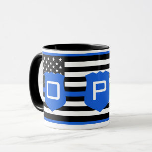 Thin Blue Line American Flag PD Custom Tasse