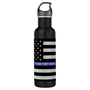 Thin Blue Line - American Flag Personalisiert Cust Edelstahlflasche