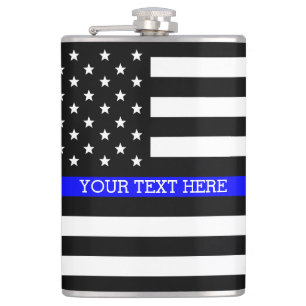 Thin Blue Line - American Flag Personalisiert Cust Flachmann