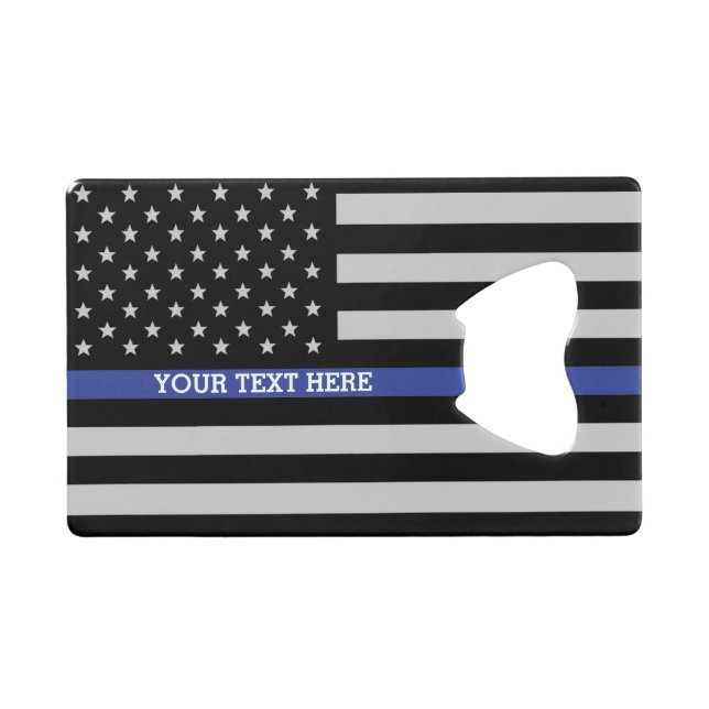 Thin Blue Line - American Flag Personalisiert Cust Geldbeutel Flaschenöffner (Vorderseite (Horizontal))